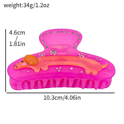 Cute Pink Dachshund Hair Claw