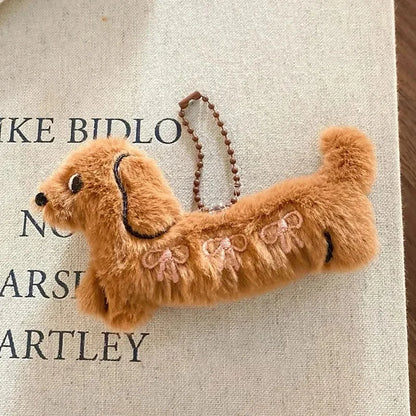 Cute Dachshund Plush Keychain